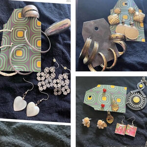 Costume jewelry earrings bundle gold silver colorful artsy eclectic